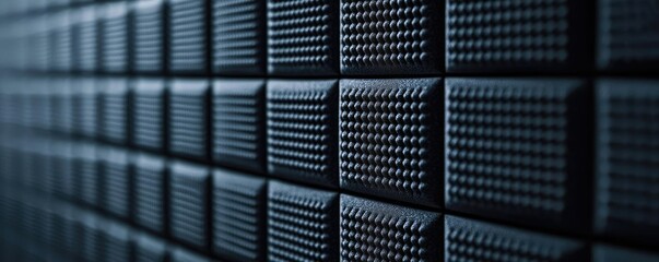Aufkleber - Studio absorber concept. Close-up of a textured black wall, perfect for modern design and backgrounds.