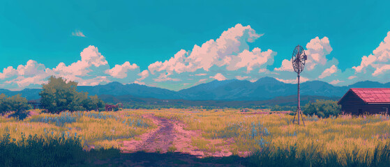Poster - Exploring vibrant pixelated landscapes with detailed miniature scenes