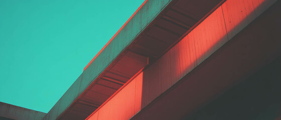 Aufkleber - Vivid retro duotone architectural design capturing dynamic contrasting colors