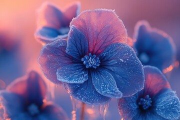 Aufkleber - Close-up shot of flowers with frost covering their petals, great for winter or seasonal themes