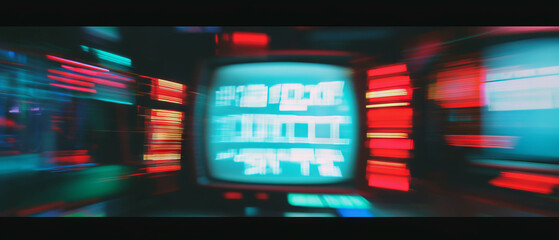 Poster - Retro film countdown countdown with flickering effects and luminous numbers in a vibrant setting