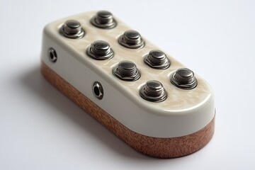 Poster - Close-up shot of a remote control on a white surface, ideal for use in product photography or as a design element