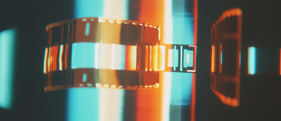 Poster - Retro film leader overlay with vibrant colors and textures in digital art concept