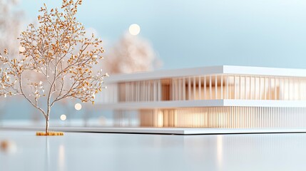 Poster - Architect blueprint idea. Modern architectural model showcasing elegant design and minimalist aesthetics.