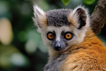 Poster - A close-up view of a small animal sitting on a tree branch