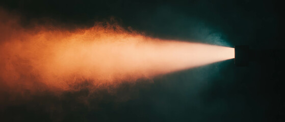 Poster - Warm light beams from a retro projector in a nostalgic atmosphere