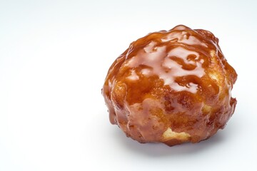 Poster - A single glazed donut sits on a clean white surface, ready for consumption