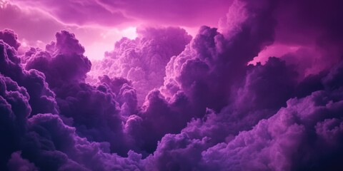 Poster - A bright purple sky filled with white and gray clouds