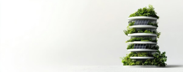 Poster - Architect sketching concept. Innovative eco-friendly building design featuring greenery and modern architecture.