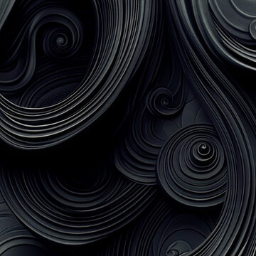 Dark gray and black shapes with wavy outlines in a minimalist style that emphasizes texture and form