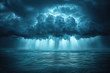 Poster - A large cloud hovering above the surface of a body of water