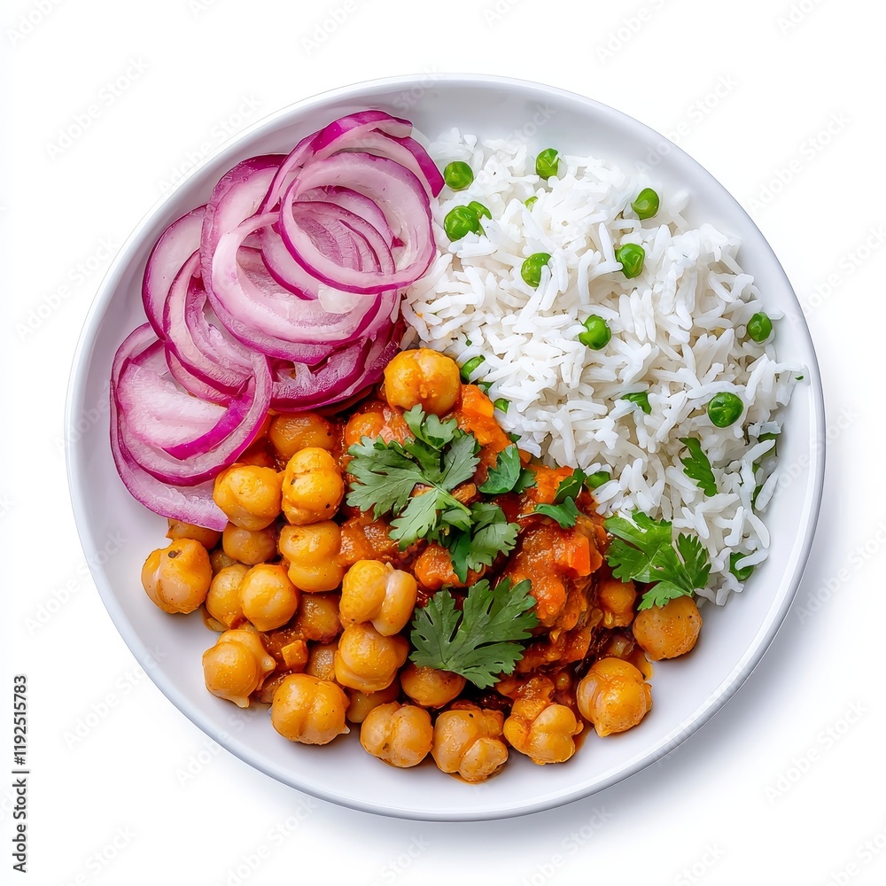 Normal Channa Rice Isolated image of Channa Masala with white rice on a see-through ...