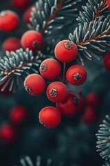 Poster - A close-up shot of a bunch of berries hanging from a tree branch