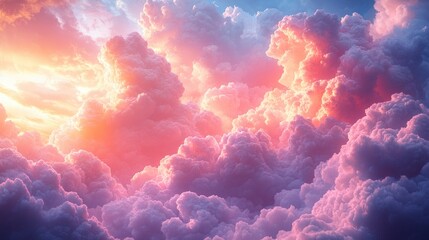 Fototapete - A plane flying through cloudy skies