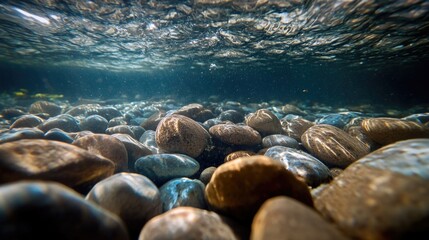 Poster - A large amount of rocks underwater, great for use in nature and outdoor themed projects