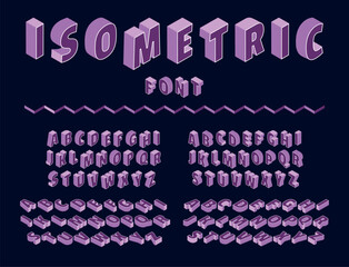 Aufkleber - isometric alphabet. 3d projection font. letters and numbers. geometric text shapes. different angles