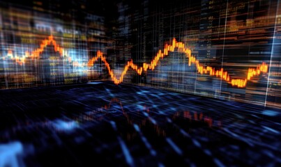 Poster - Dynamic stock market graph showcasing fluctuating trends and data analysis in a digital environment