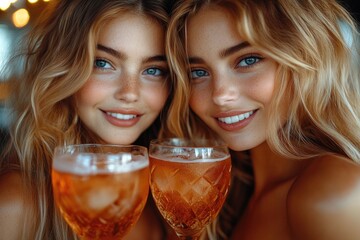 Aufkleber - Two friends enjoying wine together, great for social media or party themes