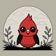 Wall Mural -  cute cardinal vector design for coloring book 