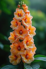 Poster - A detailed view of a plant bearing bright orange flowers