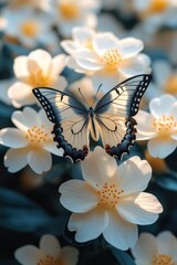 Poster - A colorful butterfly perched on the petals of a white flower