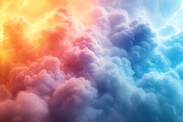 Poster - A clear blue sky filled with clouds, featuring a small plane flying through it