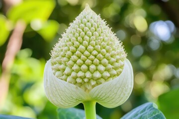 Aufkleber - A close-up shot of a white flower with green leaves, ideal for use in designs related to nature or beauty