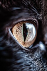 Poster - Close-up shot of a black cat's eye with shiny pupil, perfect for animal or nature themed illustrations