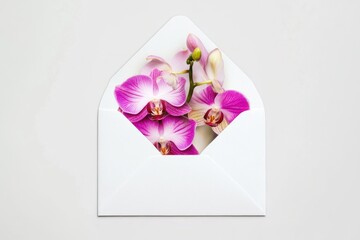 Aufkleber - A pink flower is placed inside a white envelope