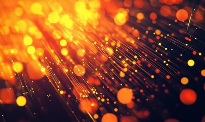 Poster - Abstract orange and yellow bokeh lights with glowing particles and streaks creating a vibrant background effect