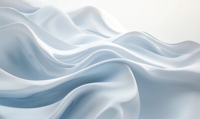 Poster - Fluid white waves undulating in soft curves, creating a serene and tranquil atmosphere with smooth textures and gentle light reflections