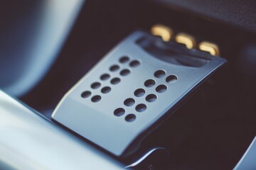 Poster - A close-up view of a car remote control, often used for locking or unlocking the vehicle
