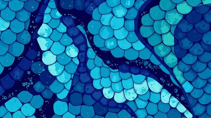 Aufkleber - Abstract dragon scale pattern in shades of blue and teal for graphic design