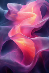 Aufkleber - Undulating 3D strips in neon pink merging into soft lavender whorls, creating a hypnotic wave pattern,