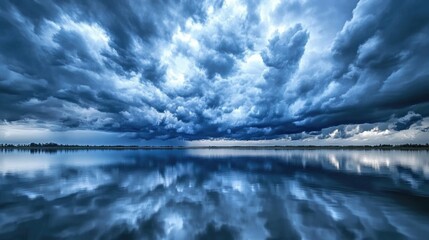 Aufkleber - A large body of water with clouds in the sky, suitable for travel, landscape, nature, and more
