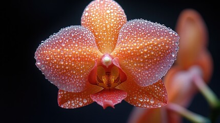 Poster - Close-up shot of a flower with water droplets glistening on its petals, perfect for use in nature-inspired designs and illustrations