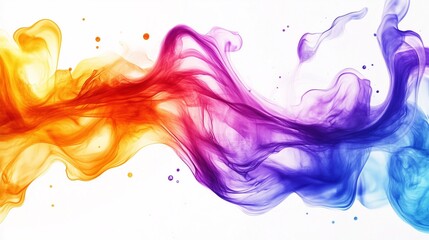 Poster - Colorful smoke swirls in abstract waves, creating a vibrant rainbow pattern