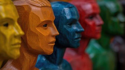 Poster - Close-up shot of a wooden statue of a person, great for illustration or design purposes