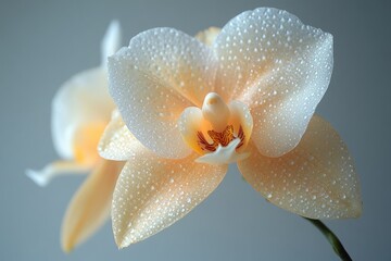 Poster - A close-up shot of a flower with water droplets glistening on its petals