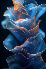 Poster - Gentle flowing waves of cerulean weaving in and out of subtle banana-yellow streaks, glimmering on inky black,