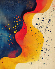 Poster - A dotted wave pattern where small yellow hex points form curved lines, spreading across a bright sapphire field,