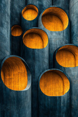 Aufkleber - A multi-layered arrangement of luminous yellow hex rings, each ring fading into a subdued indigo corner,