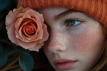 Aufkleber - A close-up shot of someone holding a flower, useful for personal or commercial use