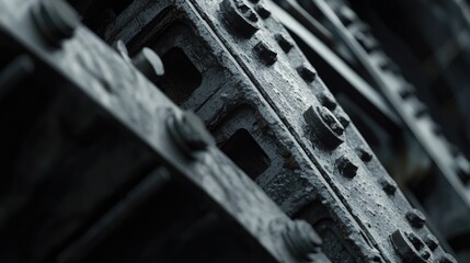 Poster - Close-up shot of a metal structure with visible rivets, suitable for use in industrial or mechanical contexts