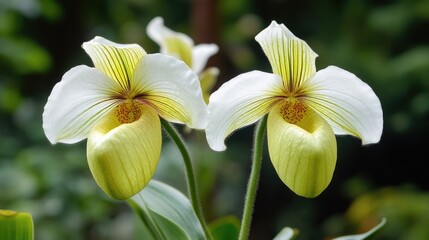 Poster - Close-up of two bright yellow and white flowers with green leaves