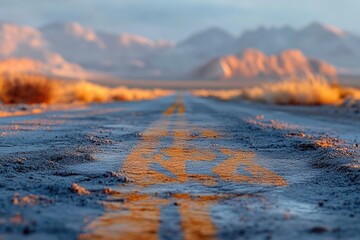Poster - A scenic dirt road winding through mountains