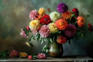 Poster - A beautiful vase filled with various colorful flowers