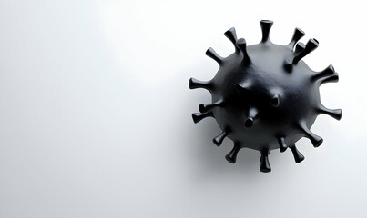 Poster - Minimalist Abstract Virus, a sleek design in shades of gray, symbolizing the complexity and simplicity of viral structures in modern art.