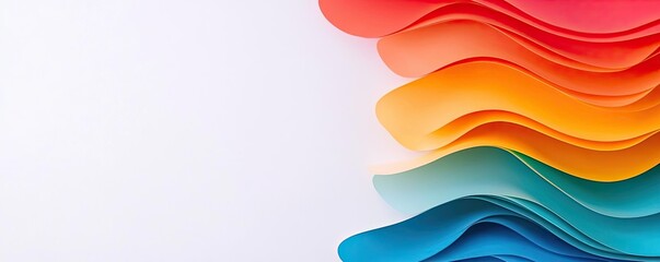 Poster - Vivid gradient idea. Colorful paper waves create a vibrant background for creative designs and presentations.