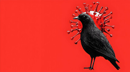 Poster - H5N1 Avian Virus Bird Illustration, a detailed depiction of a bird showcasing characteristics linked to the H5N1 virus, emphasizing its unique features.